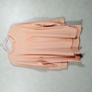 04513 Soft Surroundings peach waffle weave mostly cotton L/S top 2X
